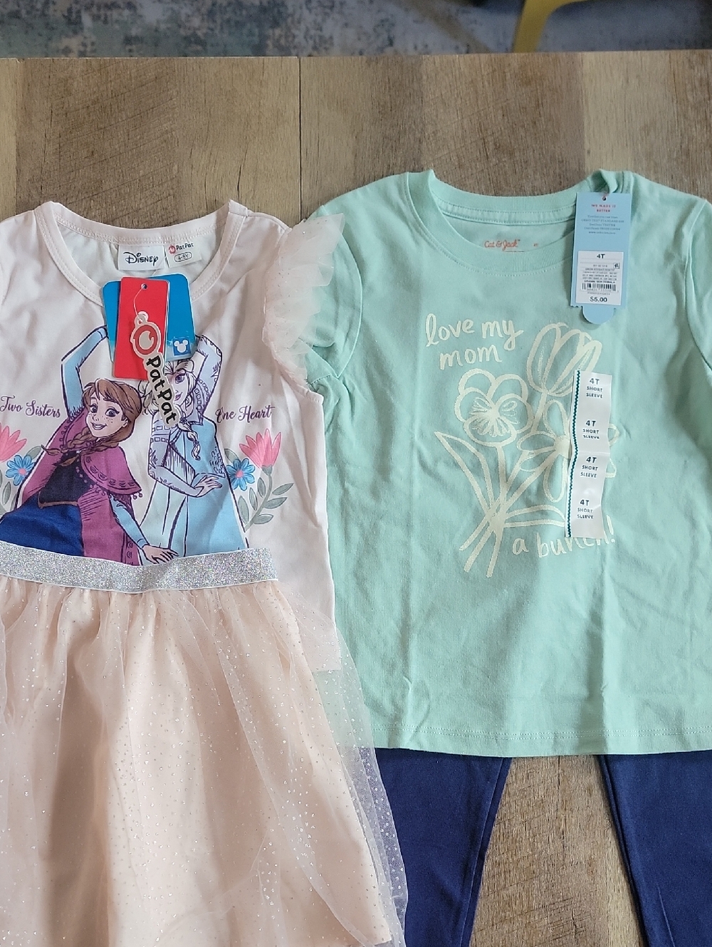 Disney Frozen Pink Tulle Dress & Mint 'Love My Mom' Tee Set